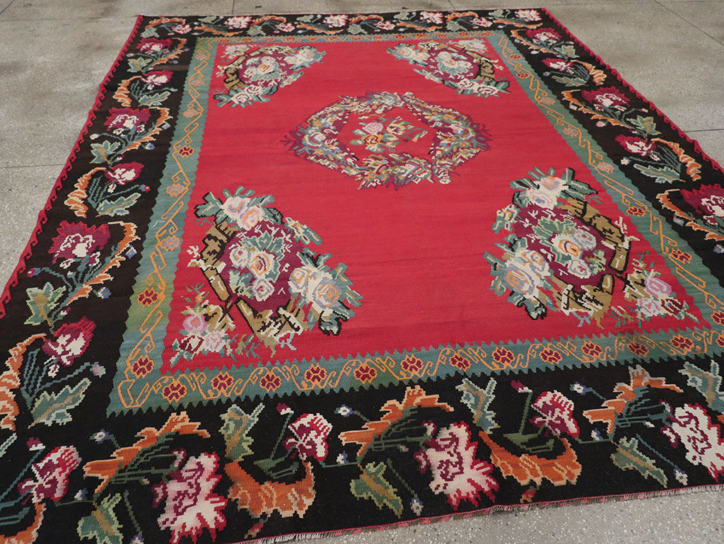 Vintage Turkish Flatweave Kilim Room Size Carpet, No.33279 - Galerie Shabab