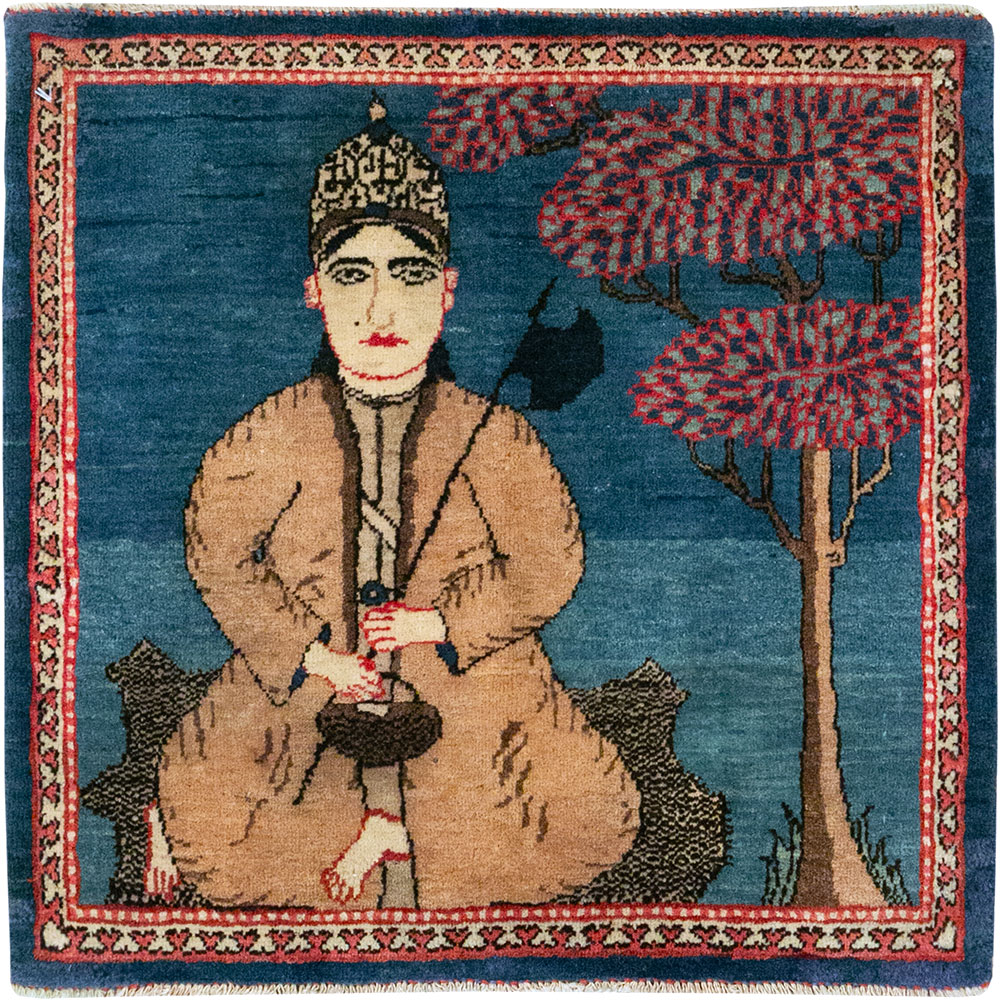 Antique Persian Kashan Pictorial Rug, No.33280 - Galerie Shabab