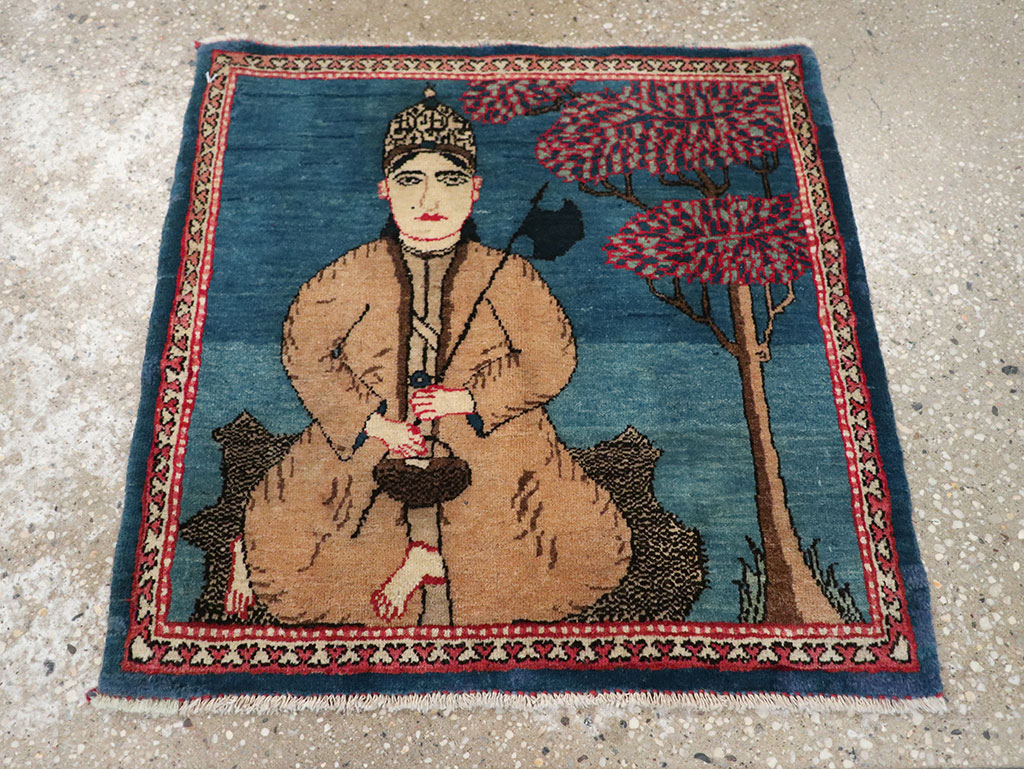 Antique Persian Kashan Pictorial Rug, No.33280 - Galerie Shabab