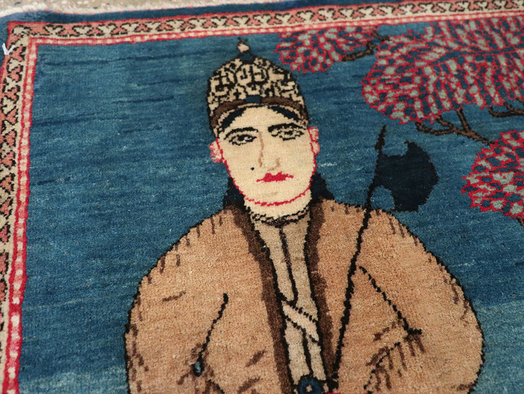 Antique Persian Kashan Pictorial Rug, No.33280 - Galerie Shabab