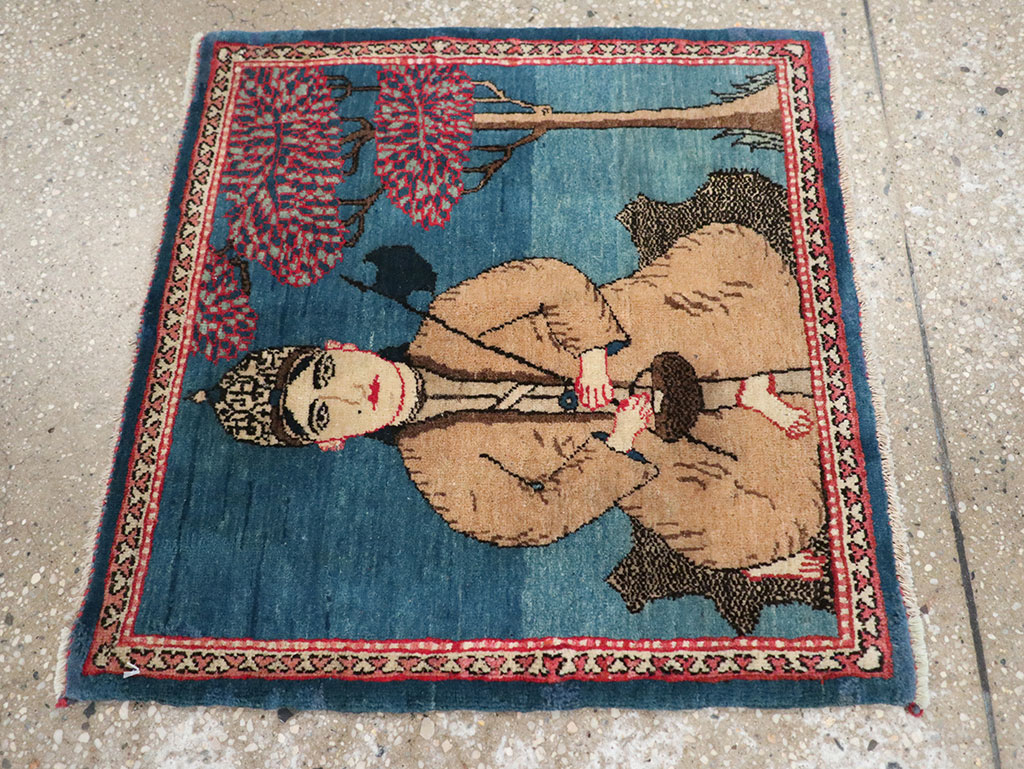 Antique Persian Kashan Pictorial Rug, No.33280 - Galerie Shabab