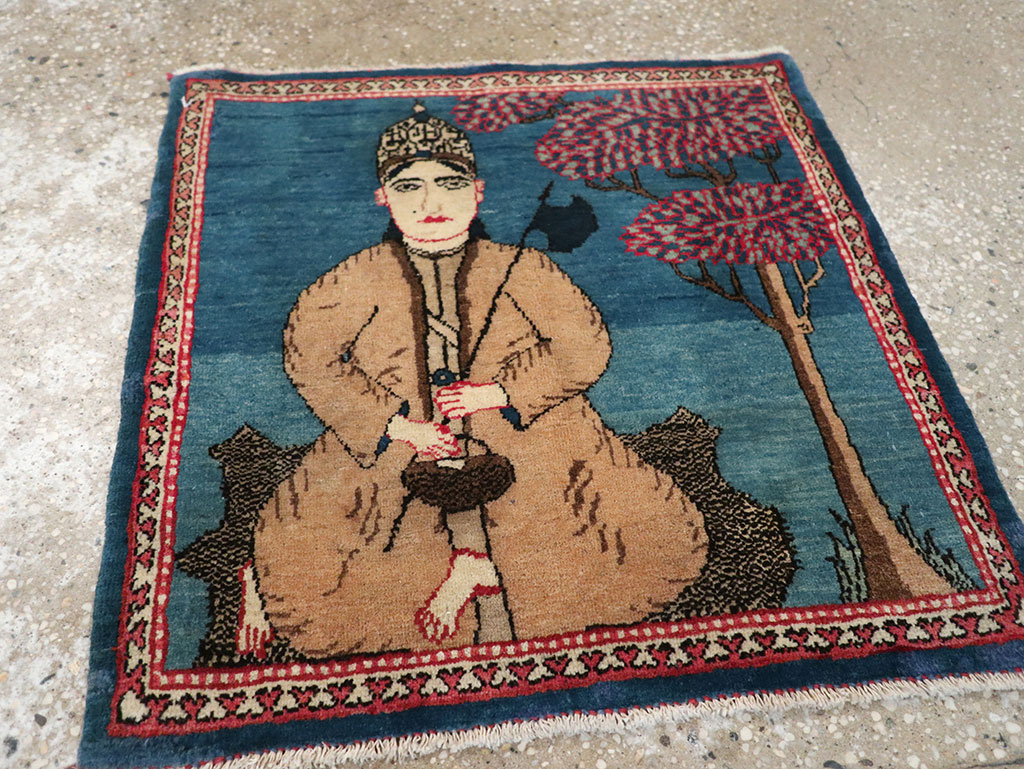 Antique Persian Kashan Pictorial Rug, No.33280 - Galerie Shabab