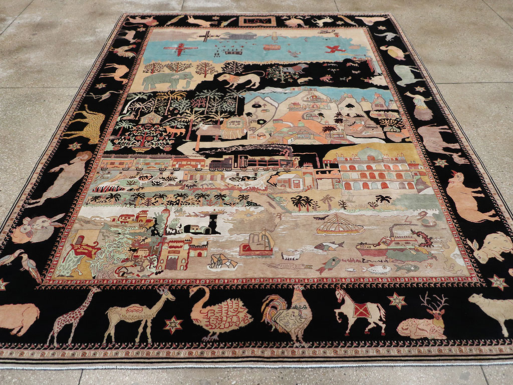 Vintage Indo-Persian Tabriz Room Size Carpet, No.33286 - Galerie Shabab