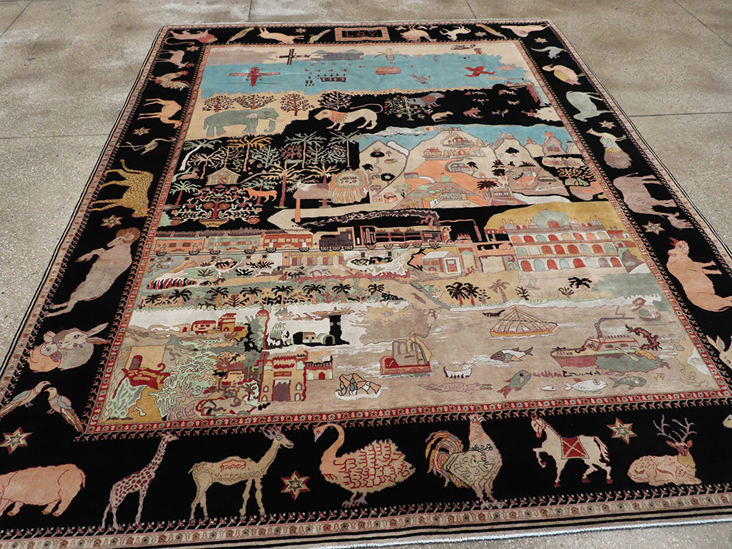 Vintage Indo-Persian Tabriz Room Size Carpet, No.33286 - Galerie Shabab