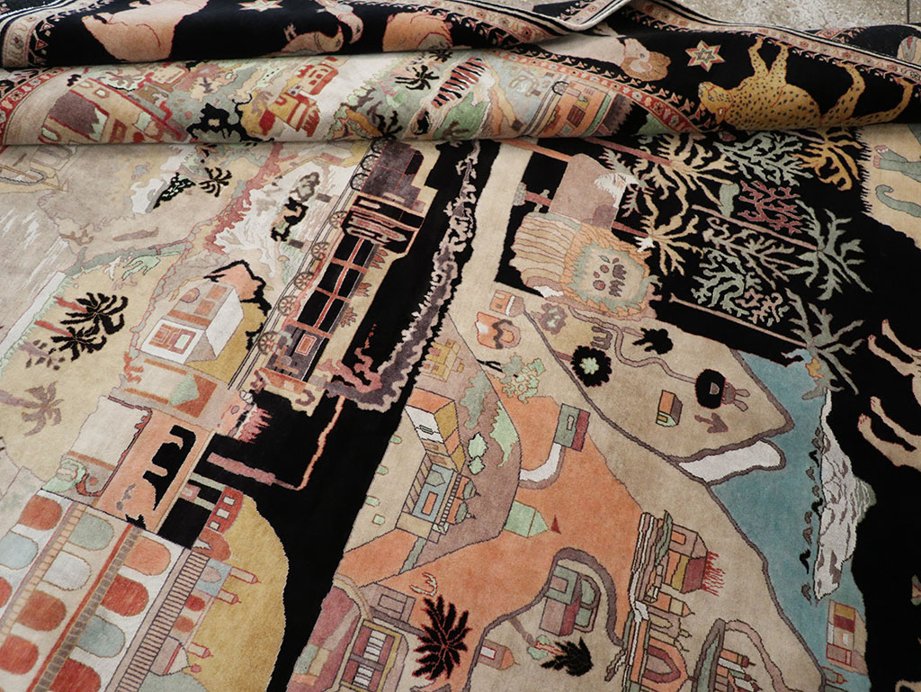 Vintage Indo-Persian Tabriz Room Size Carpet, No.33286 - Galerie Shabab