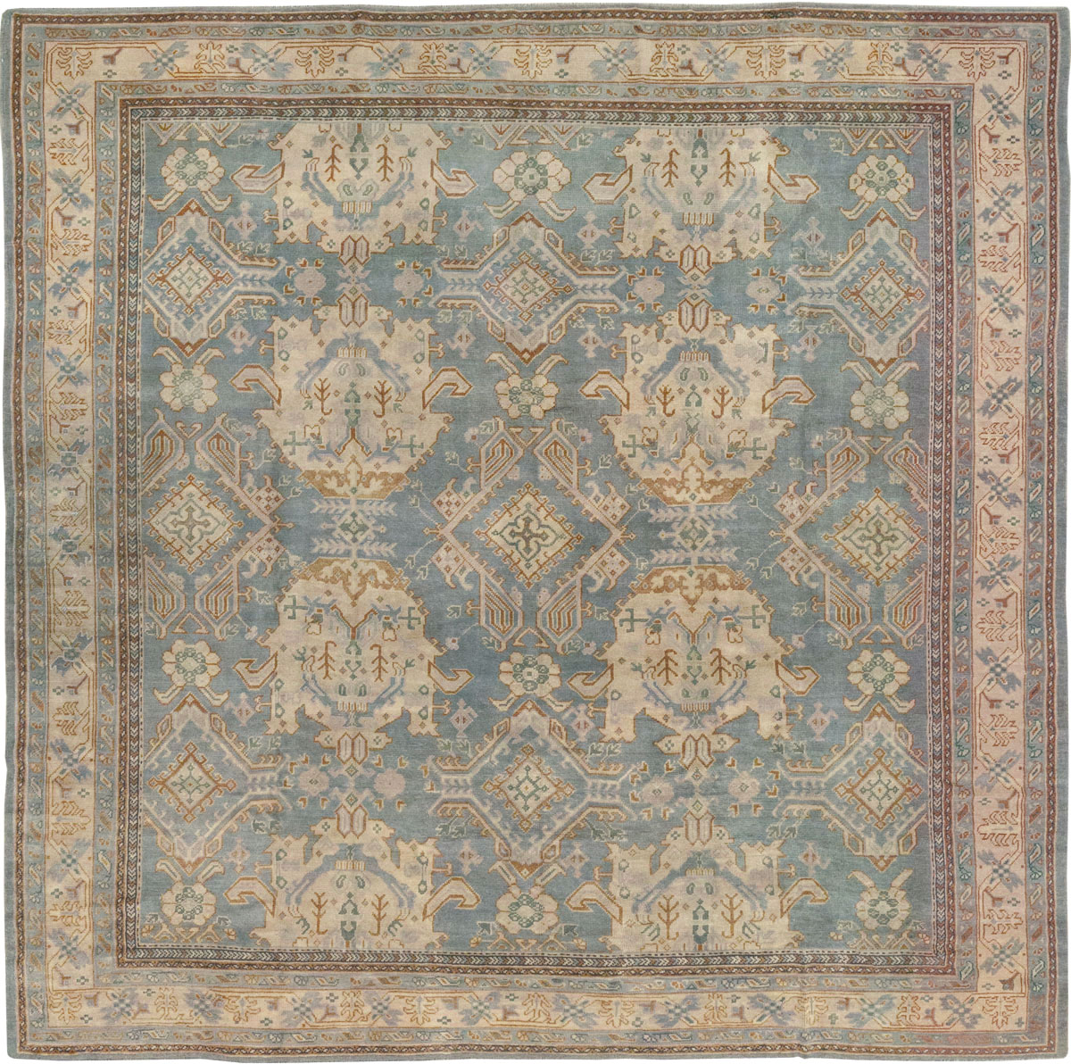 Antique Turkish Oushak Large Square Room Size Carpet, No.33295 - Galerie Shabab