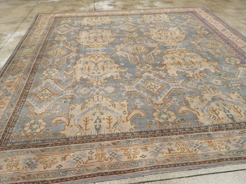 Antique Turkish Oushak Large Square Room Size Carpet, No.33295 - Galerie Shabab