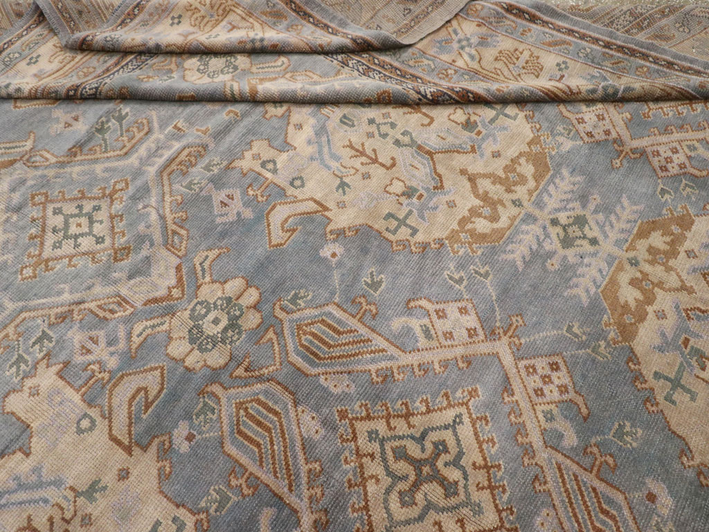 Antique Turkish Oushak Large Square Room Size Carpet, No.33295 - Galerie Shabab