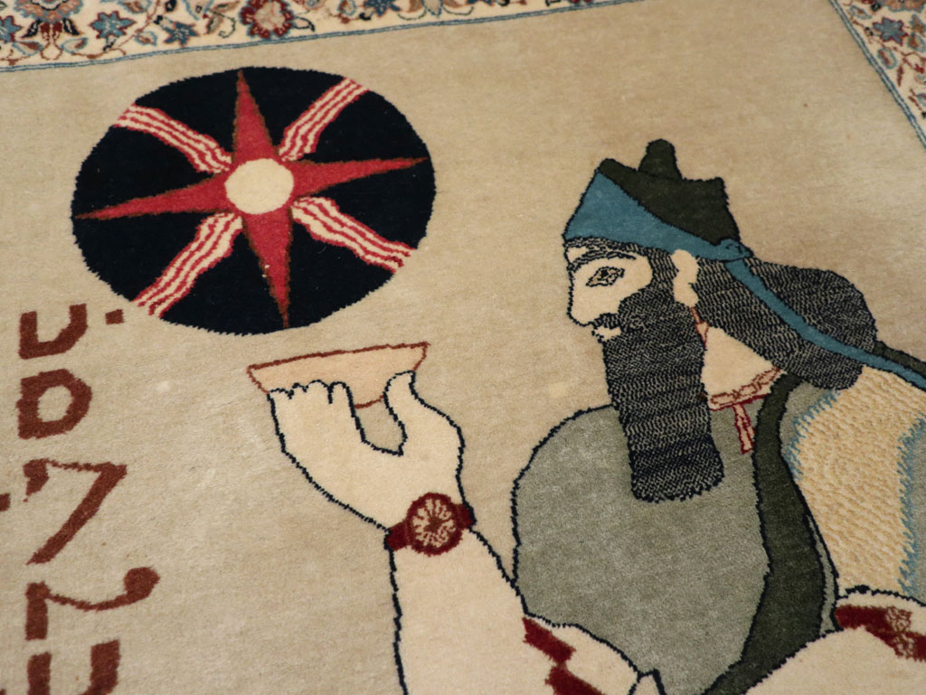 Vintage Persian Nain Pictorial Rug, No.33296 - Galerie Shabab