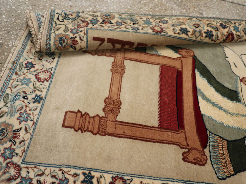 Vintage Persian Nain Pictorial Rug, No.33296 - Galerie Shabab