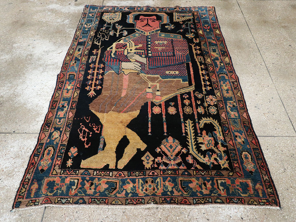 Vintage Persian Malayer Pictorial Rug, No.33302 - Galerie Shabab