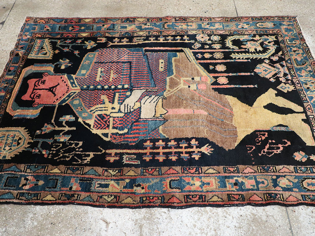 Vintage Persian Malayer Pictorial Rug, No.33302 - Galerie Shabab