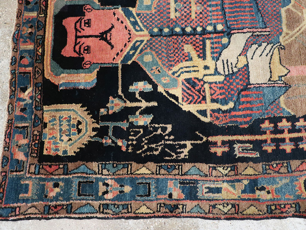 Vintage Persian Malayer Pictorial Rug, No.33302 - Galerie Shabab