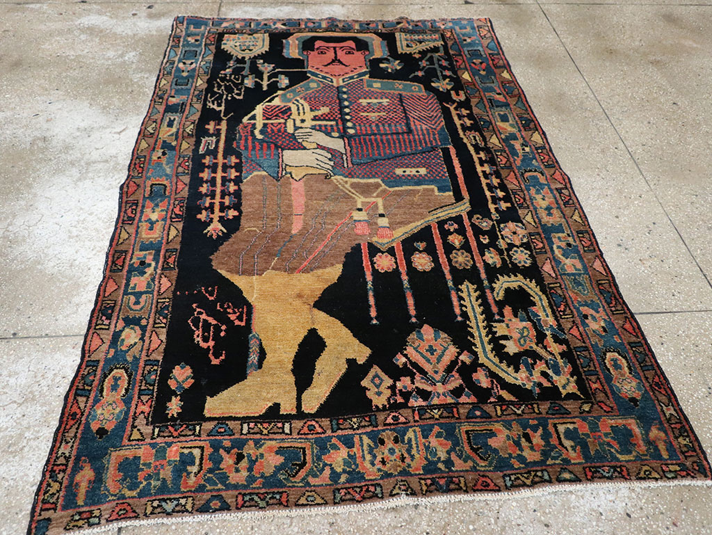 Vintage Persian Malayer Pictorial Rug, No.33302 - Galerie Shabab