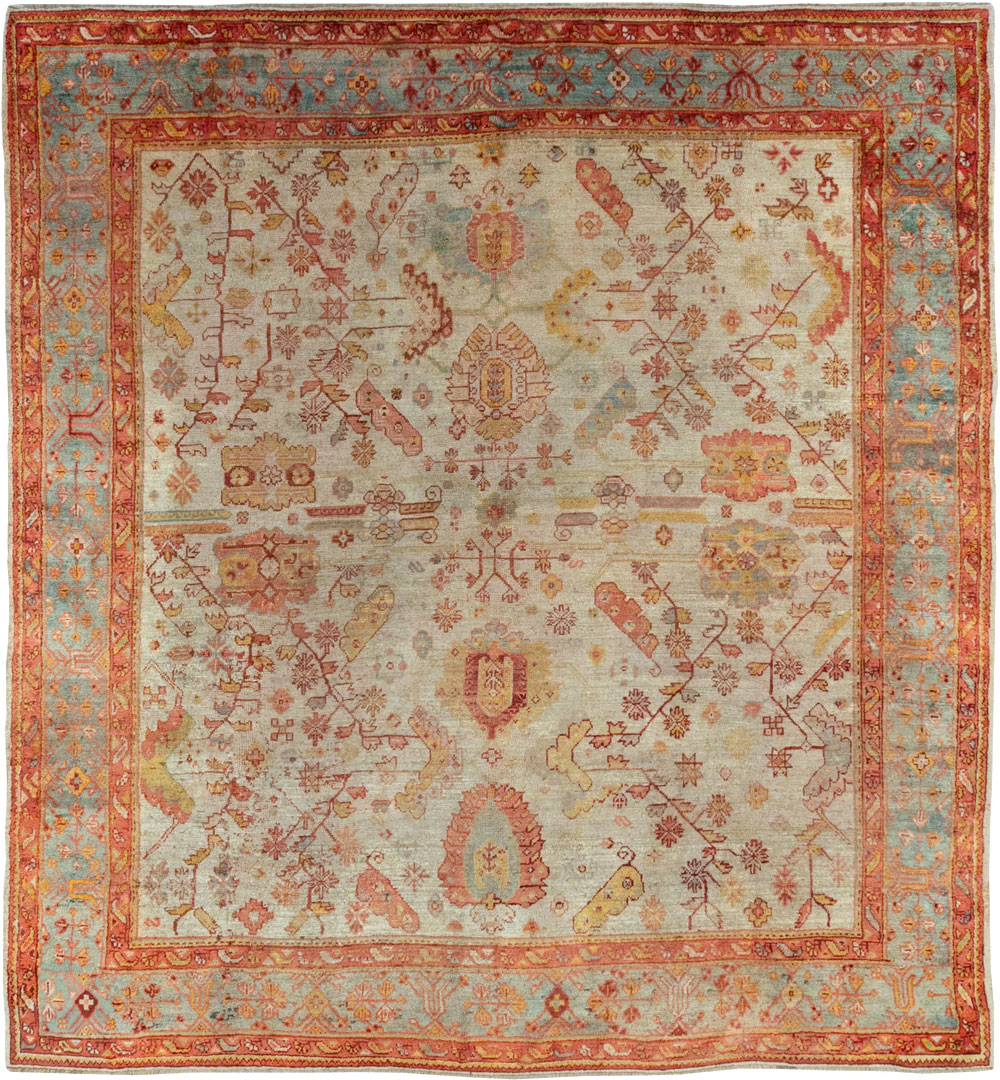Antique Turkish Oushak Large Square Room Size Carpet, No.33319 - Galerie Shabab
