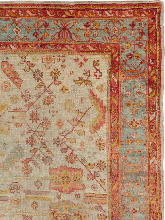 Antique Turkish Oushak Large Square Room Size Carpet, No.33319 - Galerie Shabab