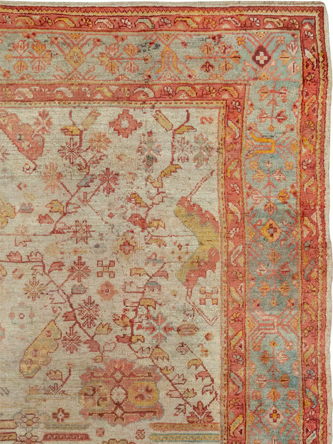 Antique Turkish Oushak Large Square Room Size Carpet, No.33319 - Galerie Shabab