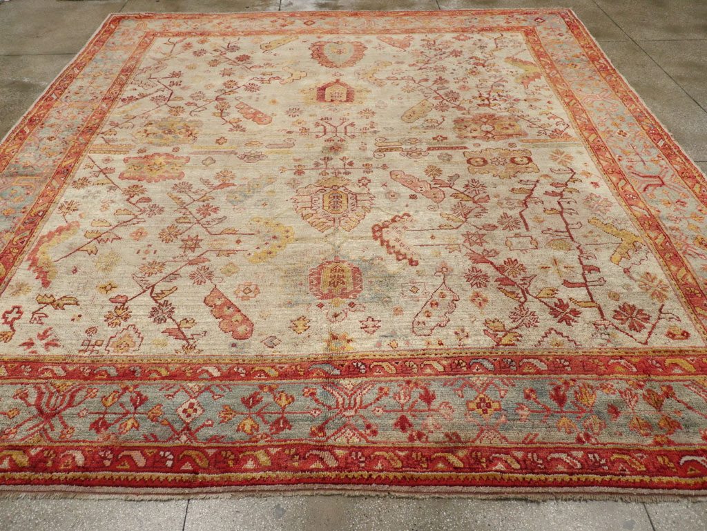 Antique Turkish Oushak Large Square Room Size Carpet, No.33319 - Galerie Shabab