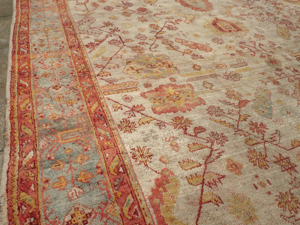 Antique Turkish Oushak Large Square Room Size Carpet, No.33319 - Galerie Shabab