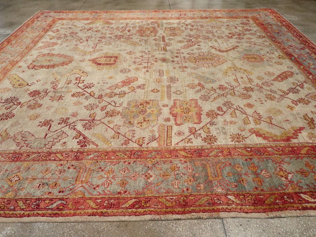 Antique Turkish Oushak Large Square Room Size Carpet, No.33319 - Galerie Shabab