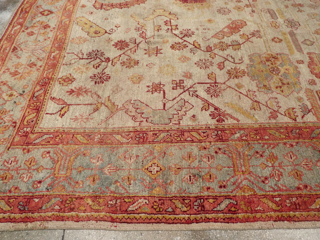 Antique Turkish Oushak Large Square Room Size Carpet, No.33319 - Galerie Shabab