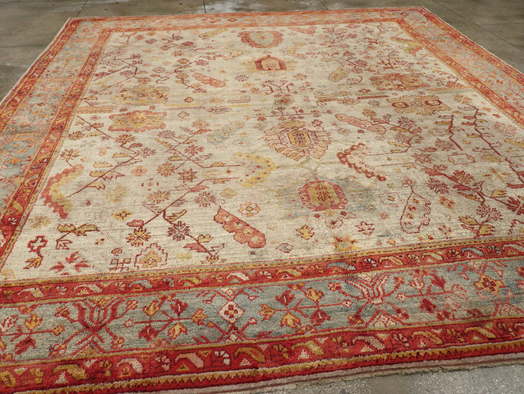 Antique Turkish Oushak Large Square Room Size Carpet, No.33319 - Galerie Shabab