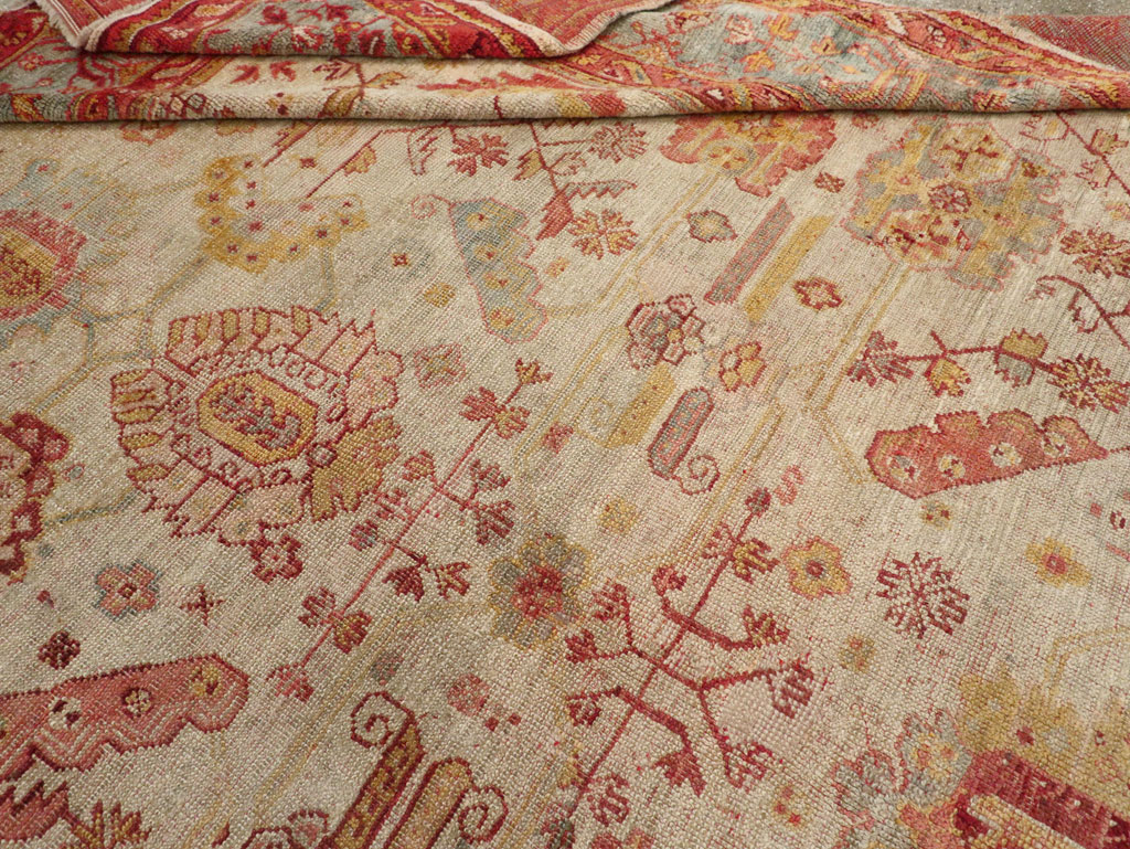 Antique Turkish Oushak Large Square Room Size Carpet, No.33319 - Galerie Shabab