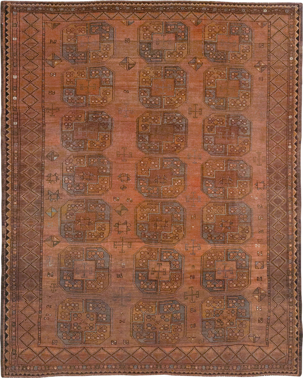 Vintage Central Asian Turkoman Accent Carpet, No.33321 - Galerie Shabab