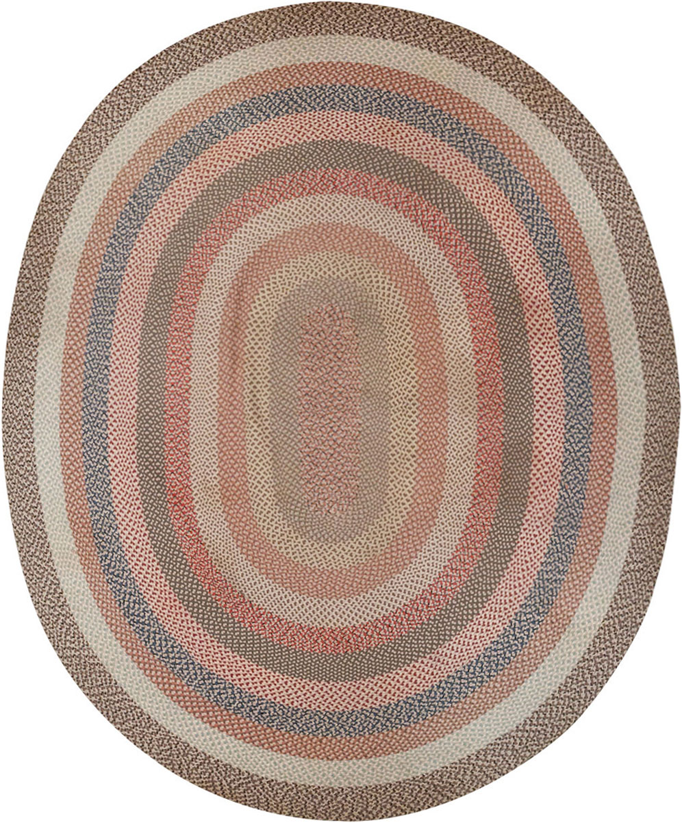 Vintage American Braid Round Rug, No.33327 - Galerie Shabab