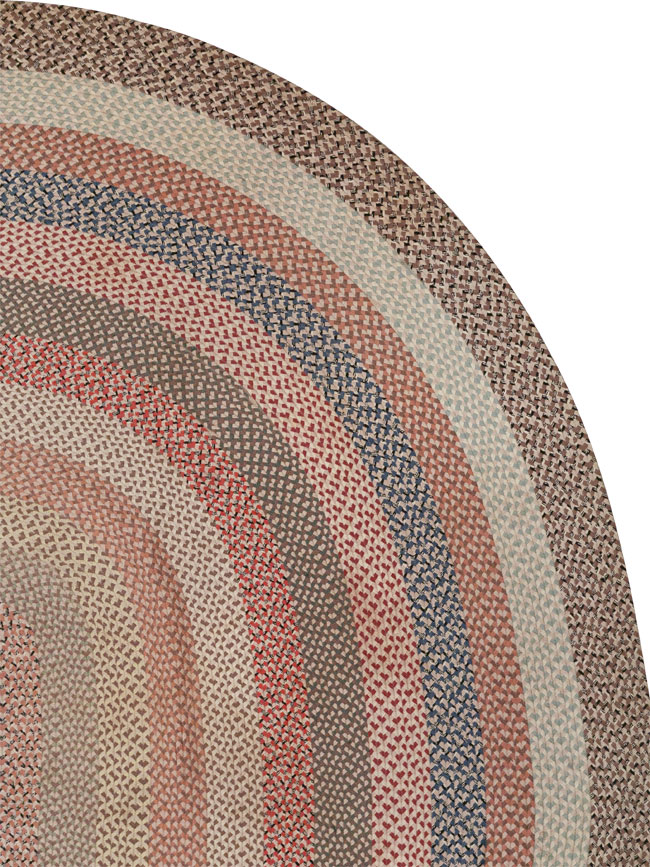 Vintage American Braid Round Rug, No.33327 - Galerie Shabab