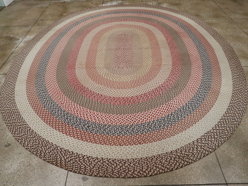 Vintage American Braid Round Rug, No.33327 - Galerie Shabab