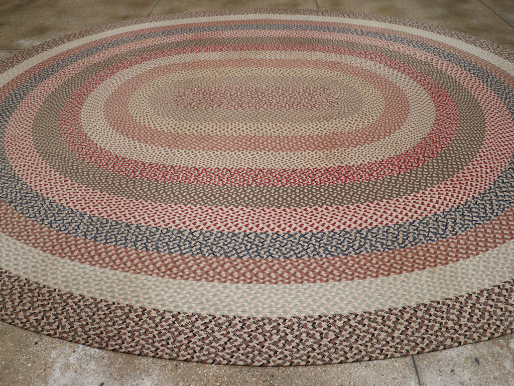 Vintage American Braid Round Rug, No.33327 - Galerie Shabab