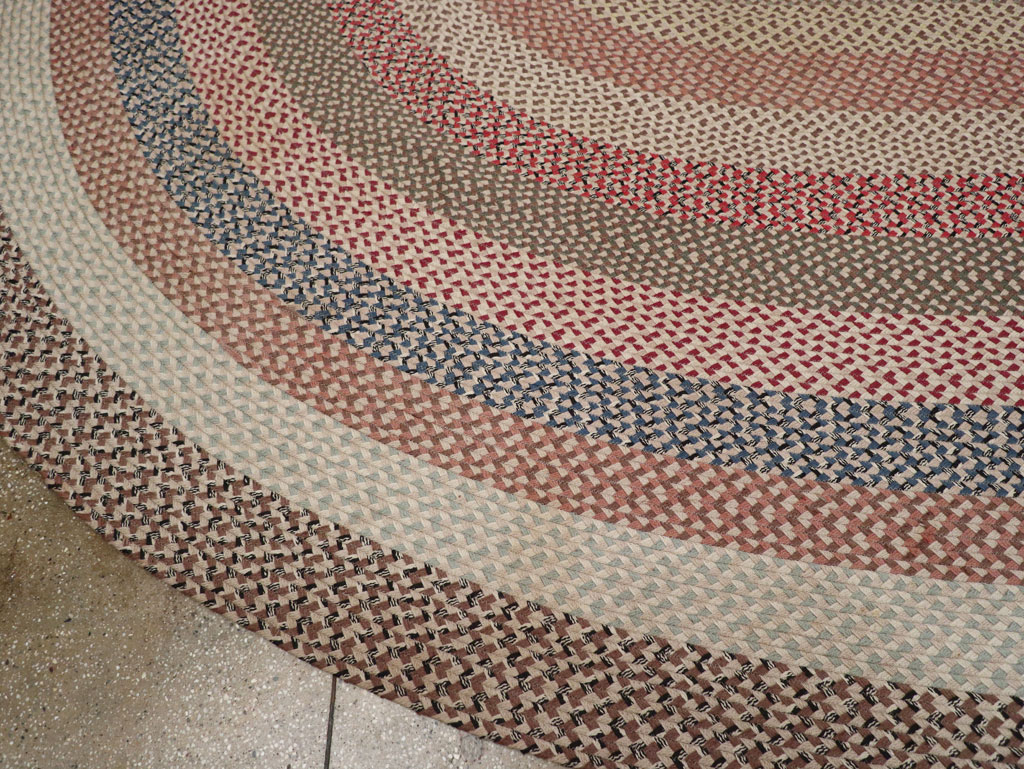 Vintage American Braid Round Rug, No.33327 - Galerie Shabab