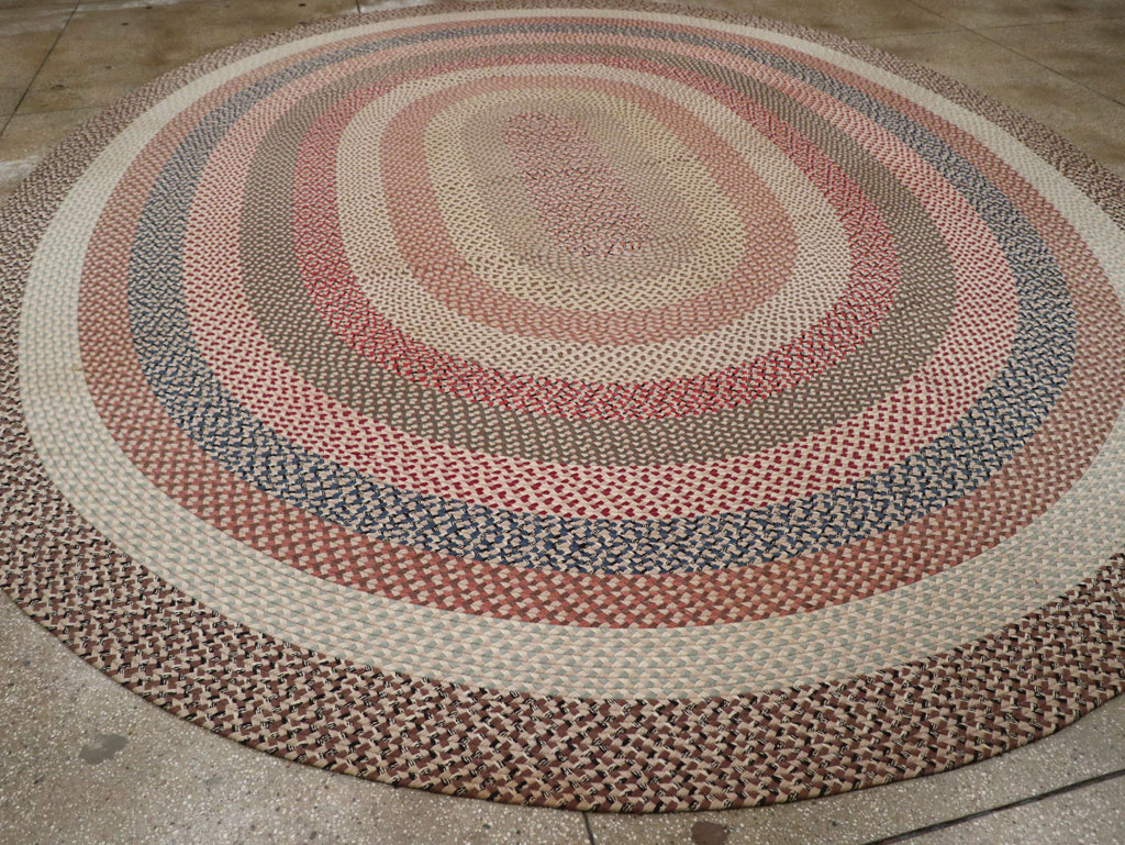 Vintage American Braid Round Rug, No.33327 - Galerie Shabab