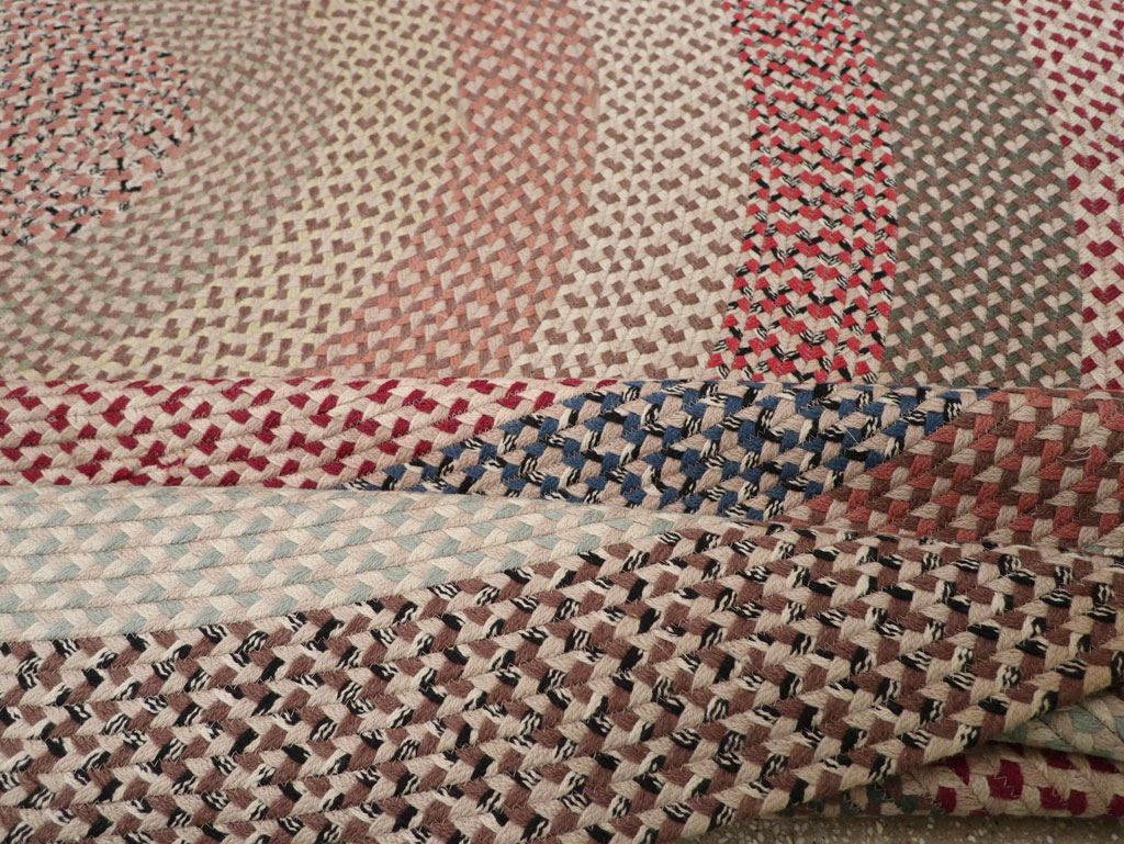 Vintage American Braid Round Rug, No.33327 - Galerie Shabab