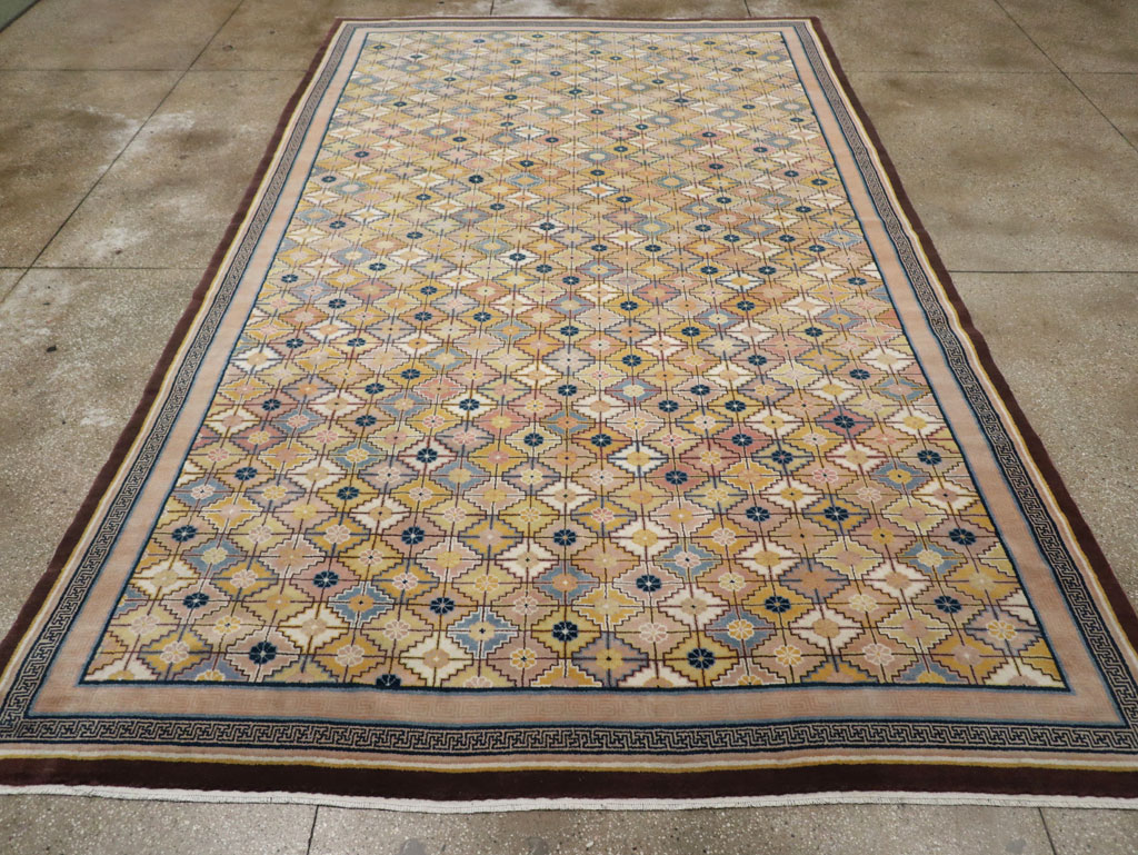 Vintage Chinese Ningxia Room Size Carpet, No.33334 - Galerie Shabab