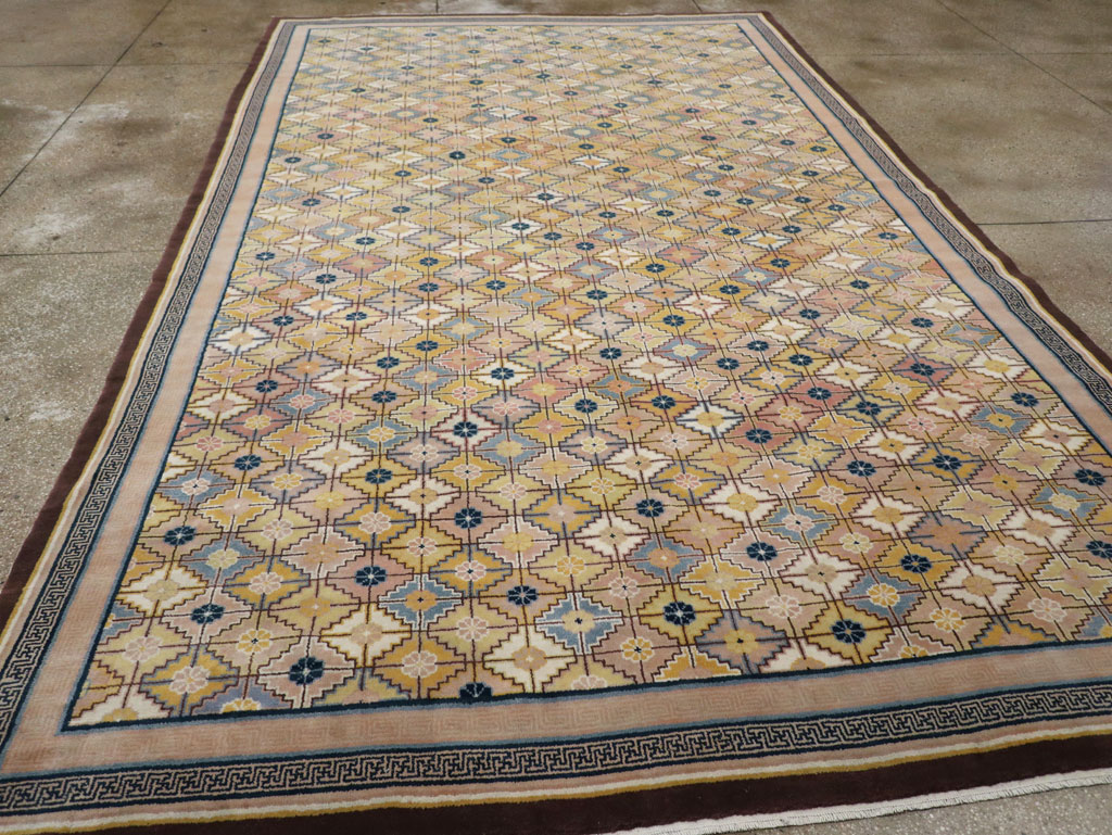 Vintage Chinese Ningxia Room Size Carpet, No.33334 - Galerie Shabab