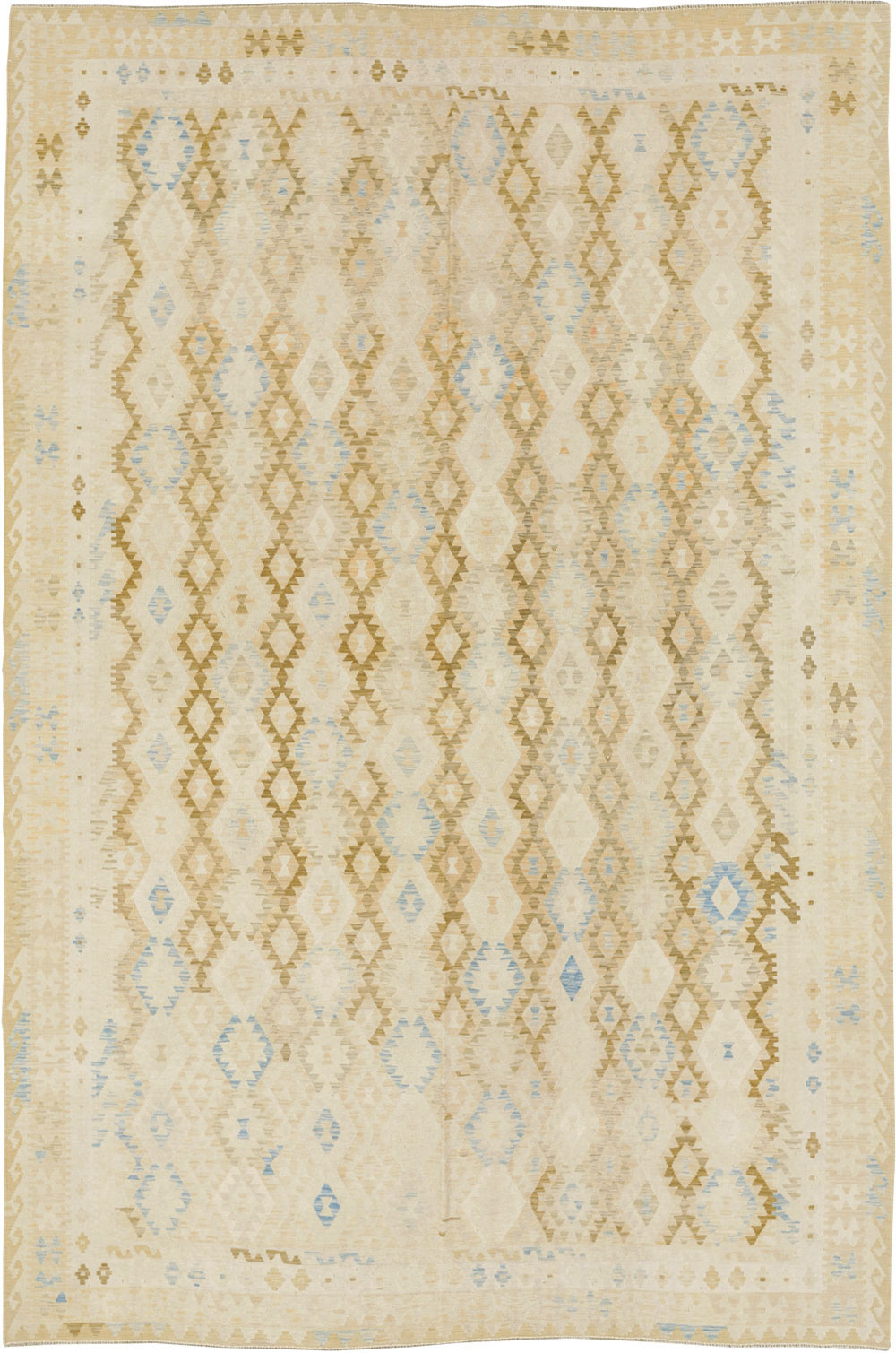 Vintage Turkish Flatweave Kilim Large Room Size Carpet, No.33348 - Galerie Shabab