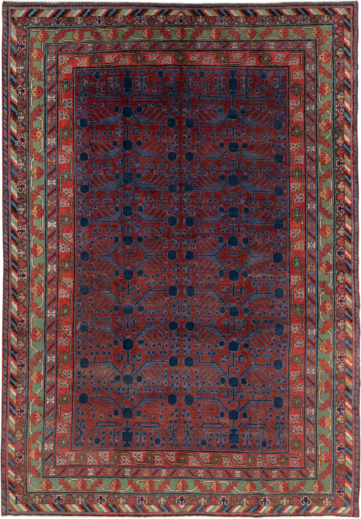 Antique East Turkestan Khotan Accent Rug, No.33356 - Galerie Shabab
