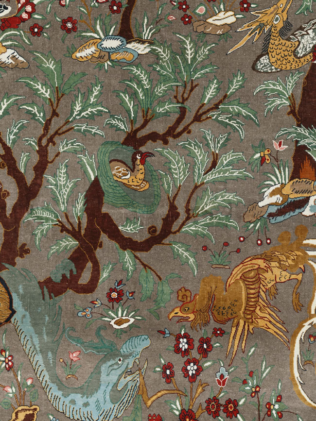 Vintage Persian Mashad Pictorial Room Size Carpet, No.33361 - Galerie Shabab