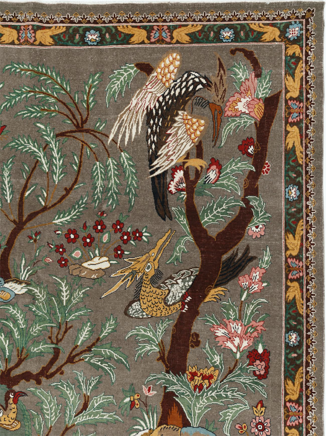 Vintage Persian Mashad Pictorial Room Size Carpet, No.33361 - Galerie Shabab