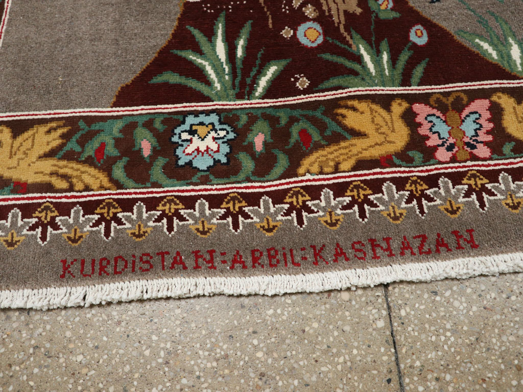 Vintage Persian Mashad Pictorial Room Size Carpet, No.33361 - Galerie Shabab