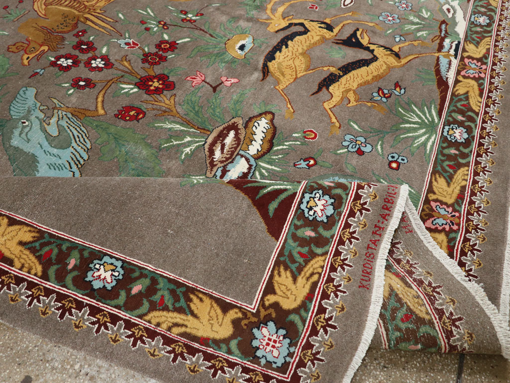 Vintage Persian Mashad Pictorial Room Size Carpet, No.33361 - Galerie Shabab