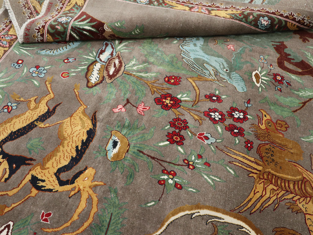 Vintage Persian Mashad Pictorial Room Size Carpet, No.33361 - Galerie Shabab