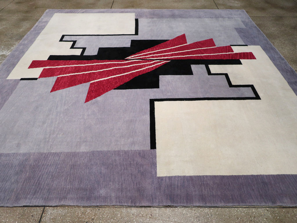 Modern Turkish Art Deco Square Room Size Carpet, No.33368 - Galerie Shabab