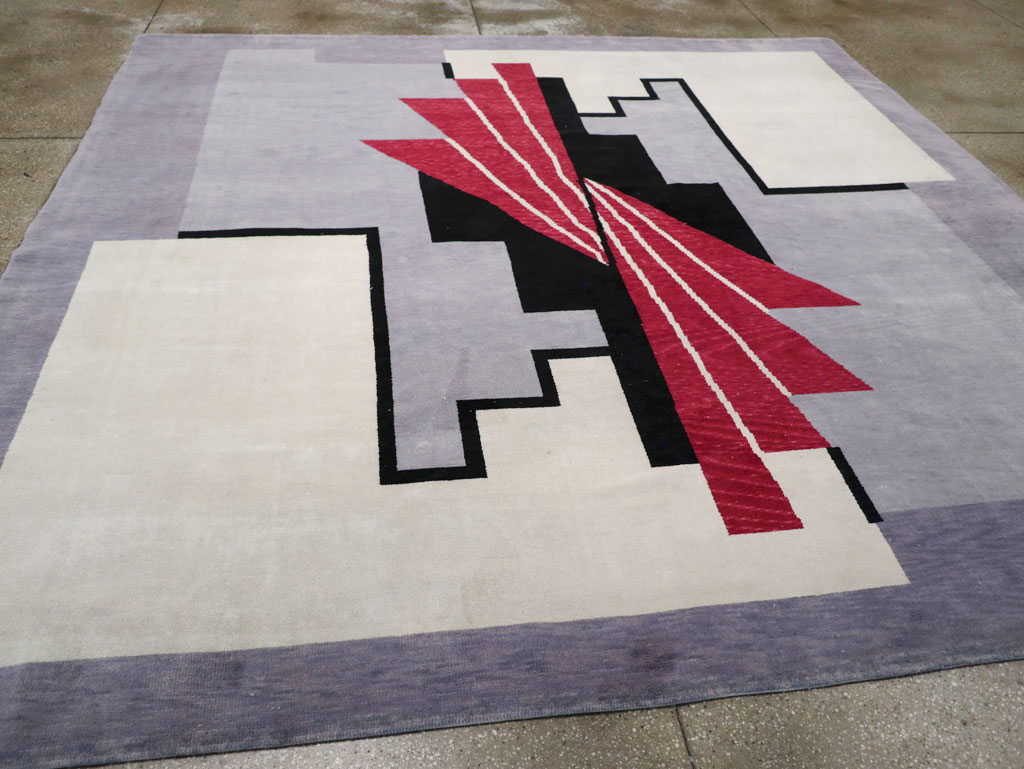 Modern Turkish Art Deco Square Room Size Carpet, No.33368 - Galerie Shabab