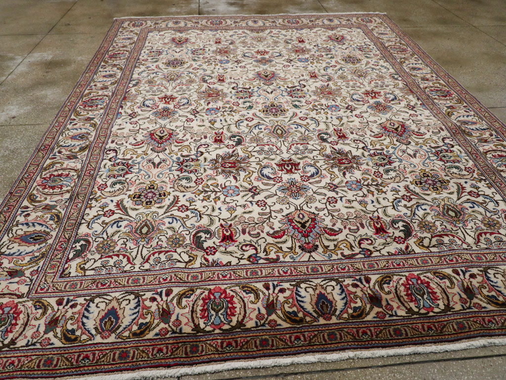 Vintage Persian Tabriz Room Size Carpet, No.33375 - Galerie Shabab