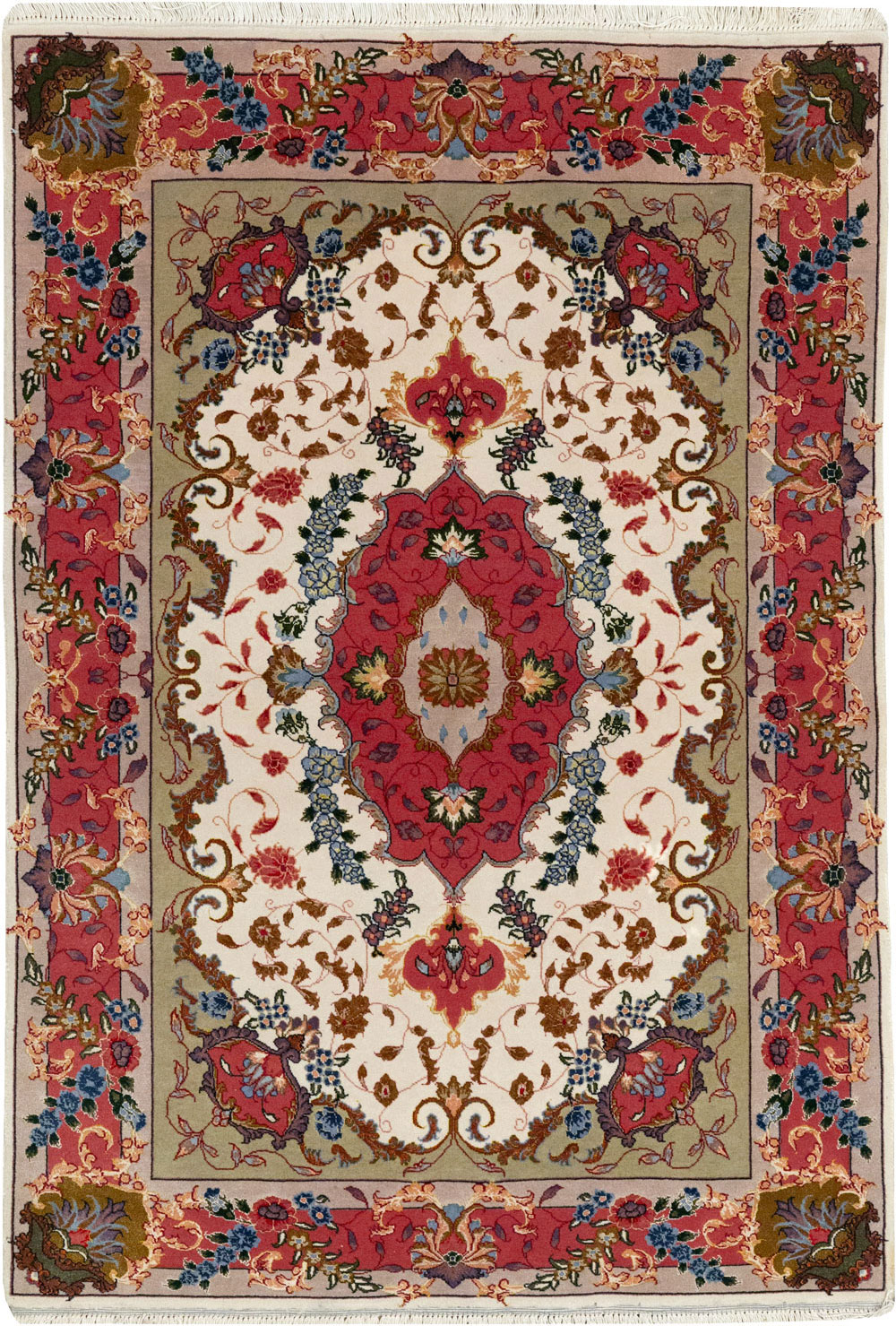 Modern Persian Tabriz Throw Rug, No.33376 - Galerie Shabab