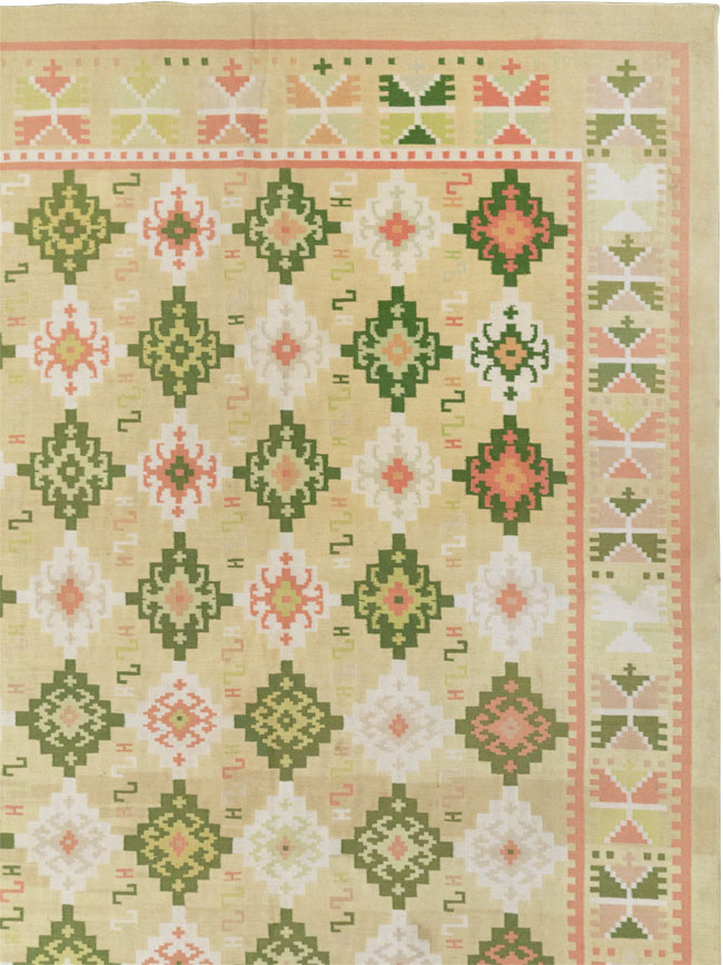 Vintage Indian Flatweave Dhurrie Oversize Carpet, No.33378 - Galerie Shabab