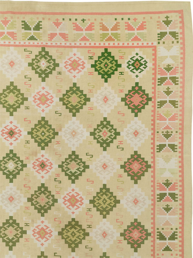 Vintage Indian Flatweave Dhurrie Oversize Carpet, No.33378 - Galerie Shabab